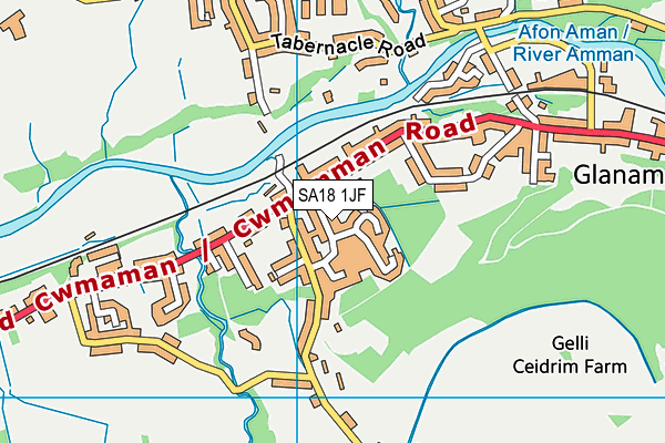 SA18 1JF map - OS VectorMap District (Ordnance Survey)