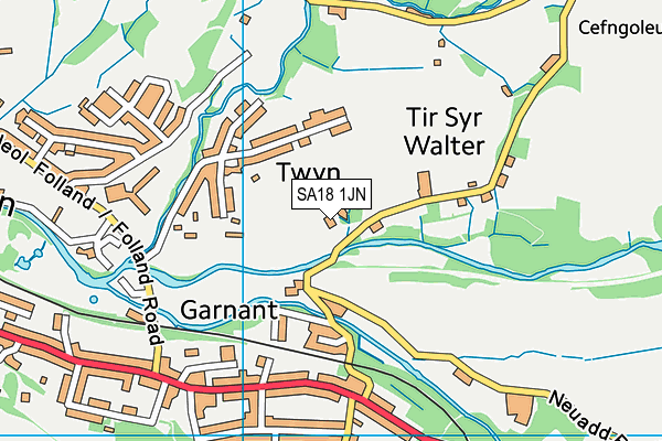 SA18 1JN map - OS VectorMap District (Ordnance Survey)