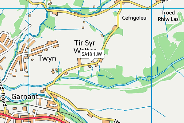 SA18 1JW map - OS VectorMap District (Ordnance Survey)