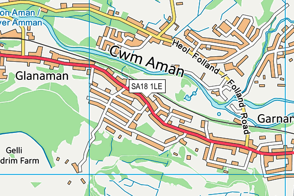 SA18 1LE map - OS VectorMap District (Ordnance Survey)