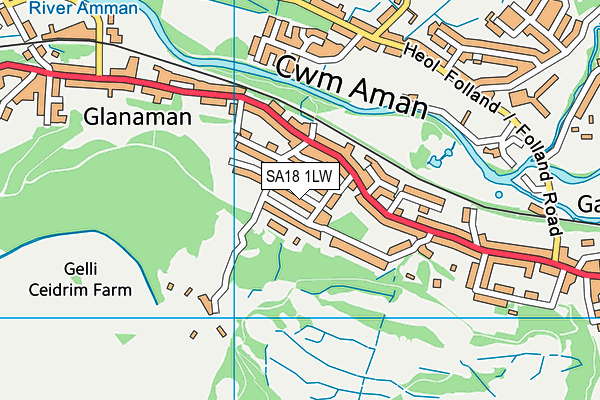 SA18 1LW map - OS VectorMap District (Ordnance Survey)