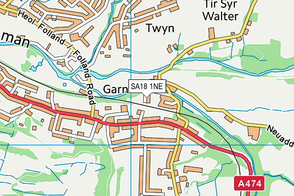 SA18 1NE map - OS VectorMap District (Ordnance Survey)