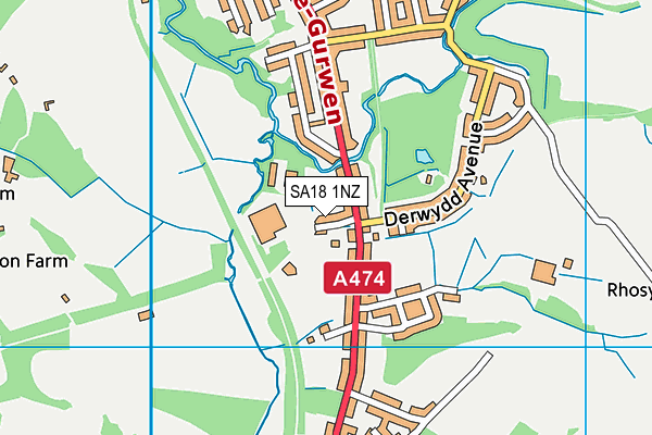 SA18 1NZ map - OS VectorMap District (Ordnance Survey)