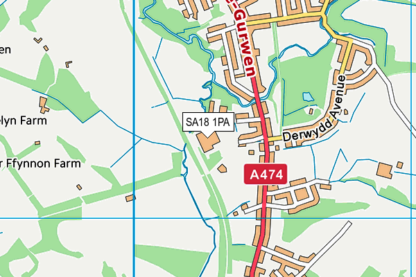 SA18 1PA map - OS VectorMap District (Ordnance Survey)