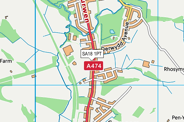 SA18 1PT map - OS VectorMap District (Ordnance Survey)