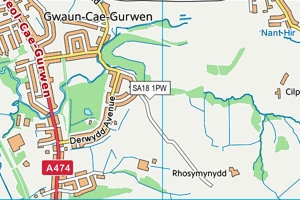 SA18 1PW map - OS VectorMap District (Ordnance Survey)