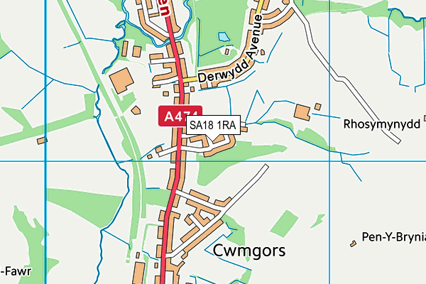 SA18 1RA map - OS VectorMap District (Ordnance Survey)