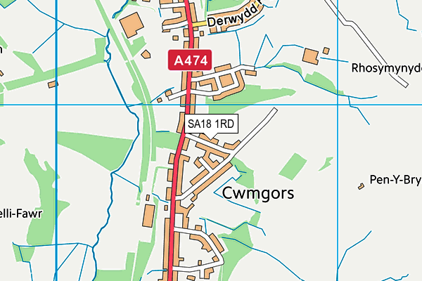 SA18 1RD map - OS VectorMap District (Ordnance Survey)