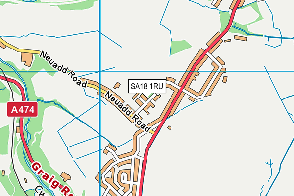 SA18 1RU map - OS VectorMap District (Ordnance Survey)