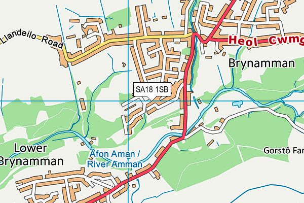 SA18 1SB map - OS VectorMap District (Ordnance Survey)