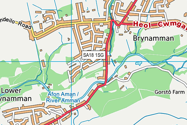 SA18 1SG map - OS VectorMap District (Ordnance Survey)