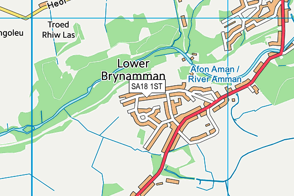 SA18 1ST map - OS VectorMap District (Ordnance Survey)