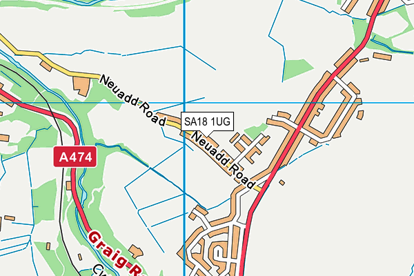 SA18 1UG map - OS VectorMap District (Ordnance Survey)