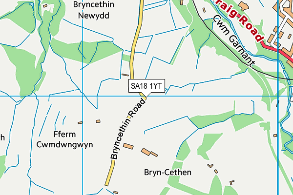 SA18 1YT map - OS VectorMap District (Ordnance Survey)