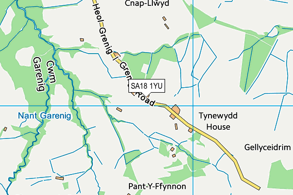 SA18 1YU map - OS VectorMap District (Ordnance Survey)