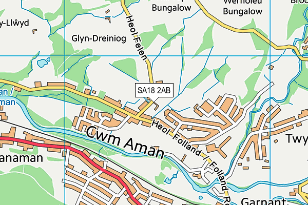 SA18 2AB map - OS VectorMap District (Ordnance Survey)