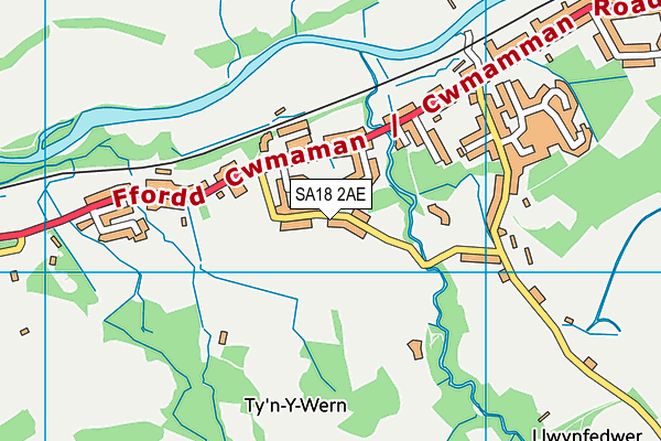 SA18 2AE map - OS VectorMap District (Ordnance Survey)