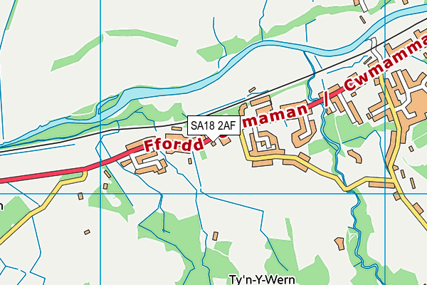 SA18 2AF map - OS VectorMap District (Ordnance Survey)