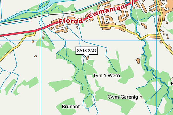 SA18 2AG map - OS VectorMap District (Ordnance Survey)