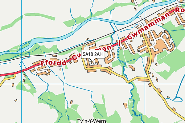 SA18 2AH map - OS VectorMap District (Ordnance Survey)