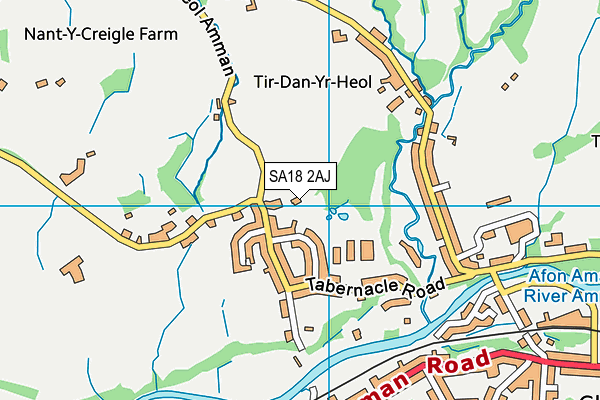 SA18 2AJ map - OS VectorMap District (Ordnance Survey)