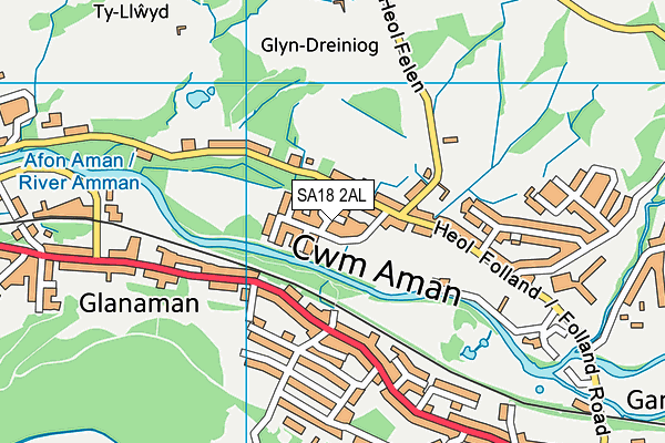 SA18 2AL map - OS VectorMap District (Ordnance Survey)