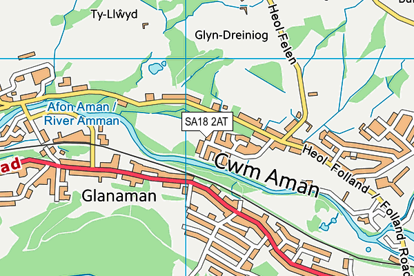 SA18 2AT map - OS VectorMap District (Ordnance Survey)