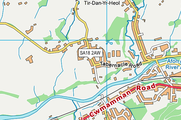 SA18 2AW map - OS VectorMap District (Ordnance Survey)