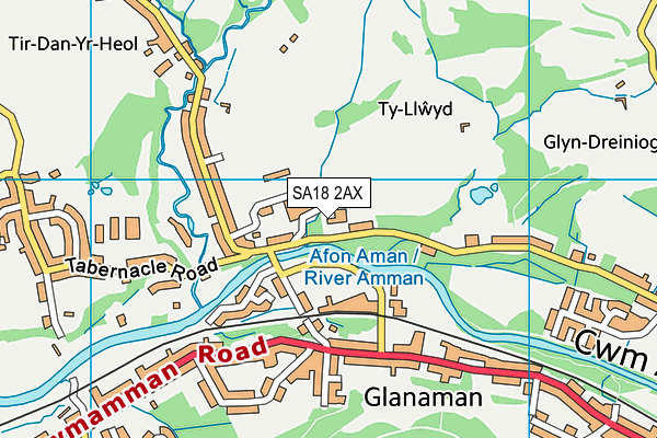 SA18 2AX map - OS VectorMap District (Ordnance Survey)