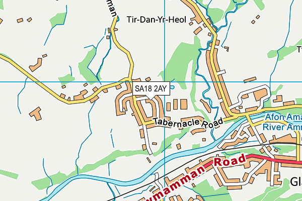 SA18 2AY map - OS VectorMap District (Ordnance Survey)