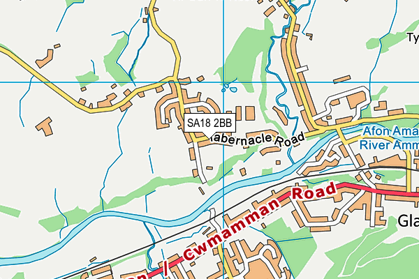 SA18 2BB map - OS VectorMap District (Ordnance Survey)