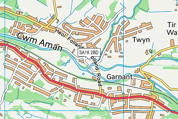 SA18 2BD map - OS VectorMap District (Ordnance Survey)