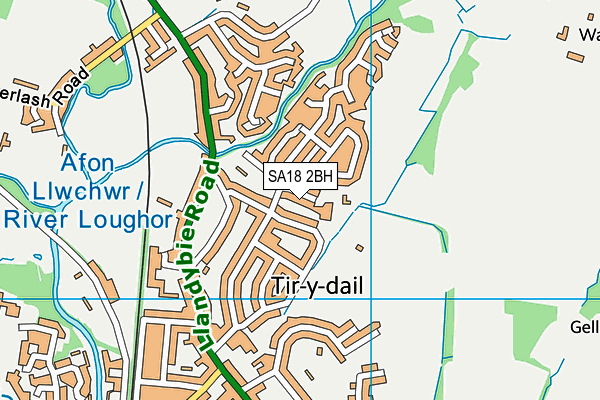 SA18 2BH map - OS VectorMap District (Ordnance Survey)