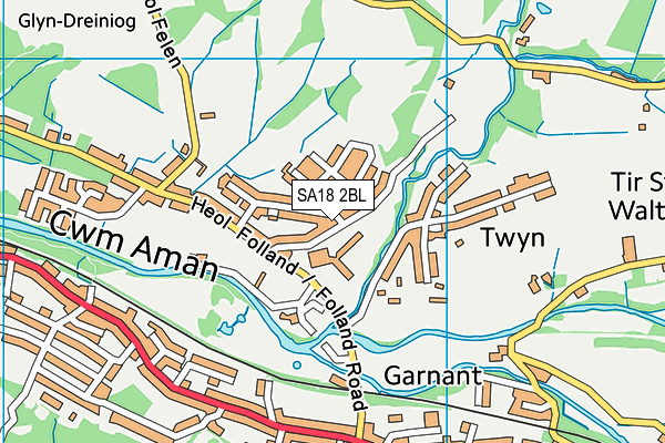 SA18 2BL map - OS VectorMap District (Ordnance Survey)