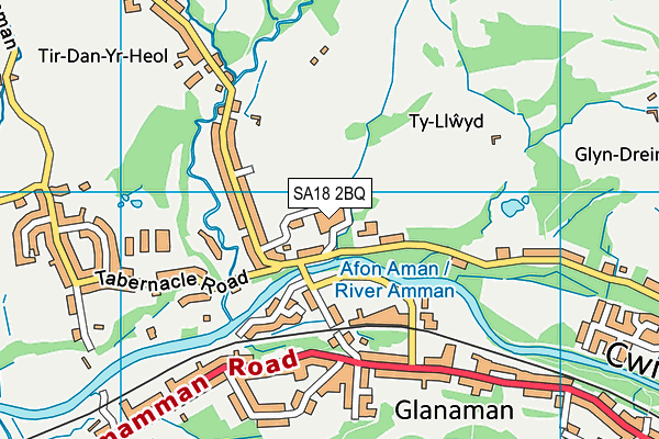 SA18 2BQ map - OS VectorMap District (Ordnance Survey)