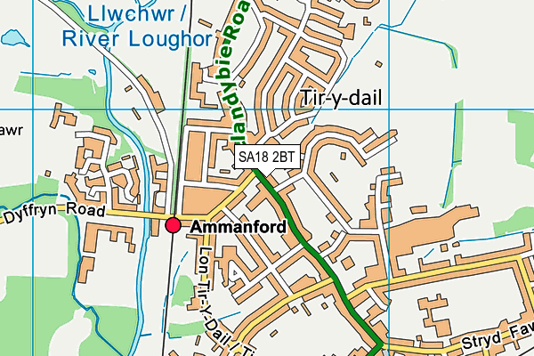 SA18 2BT map - OS VectorMap District (Ordnance Survey)