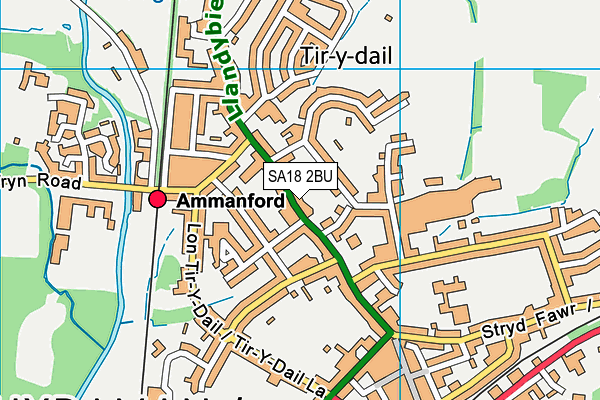 SA18 2BU map - OS VectorMap District (Ordnance Survey)