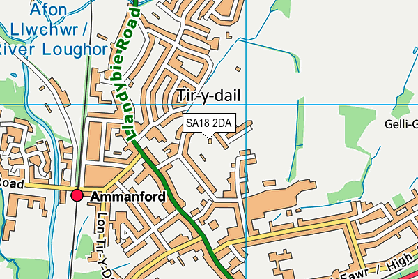 SA18 2DA map - OS VectorMap District (Ordnance Survey)