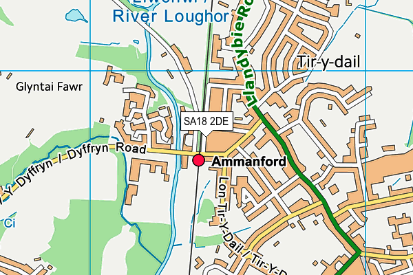 SA18 2DE map - OS VectorMap District (Ordnance Survey)