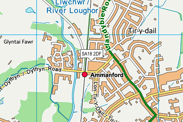 SA18 2DF map - OS VectorMap District (Ordnance Survey)