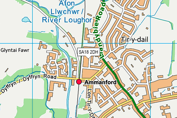 SA18 2DH map - OS VectorMap District (Ordnance Survey)