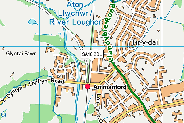 SA18 2DL map - OS VectorMap District (Ordnance Survey)