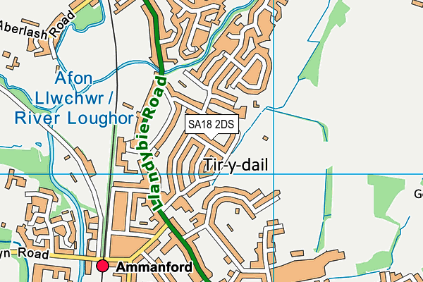 SA18 2DS map - OS VectorMap District (Ordnance Survey)