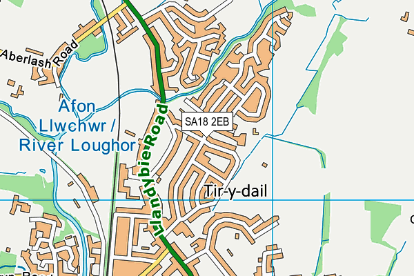 SA18 2EB map - OS VectorMap District (Ordnance Survey)