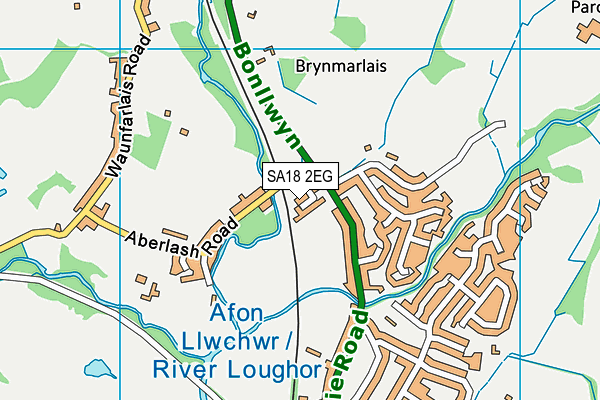 SA18 2EG map - OS VectorMap District (Ordnance Survey)