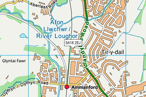 SA18 2EJ map - OS VectorMap District (Ordnance Survey)