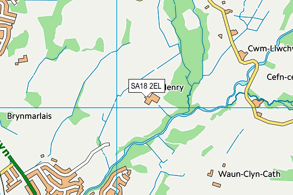 SA18 2EL map - OS VectorMap District (Ordnance Survey)