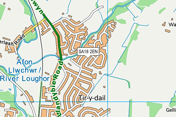 SA18 2EN map - OS VectorMap District (Ordnance Survey)