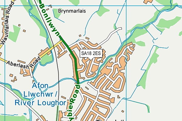 SA18 2ES map - OS VectorMap District (Ordnance Survey)