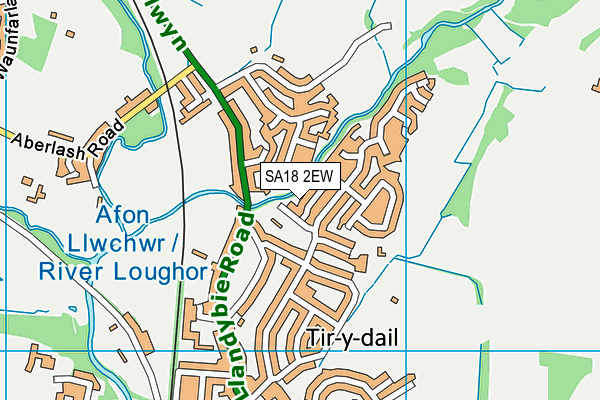 SA18 2EW map - OS VectorMap District (Ordnance Survey)